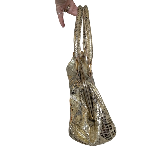 Maurizio Taiuti Gold Leather Top Handle Bag - Picture 2 of 13